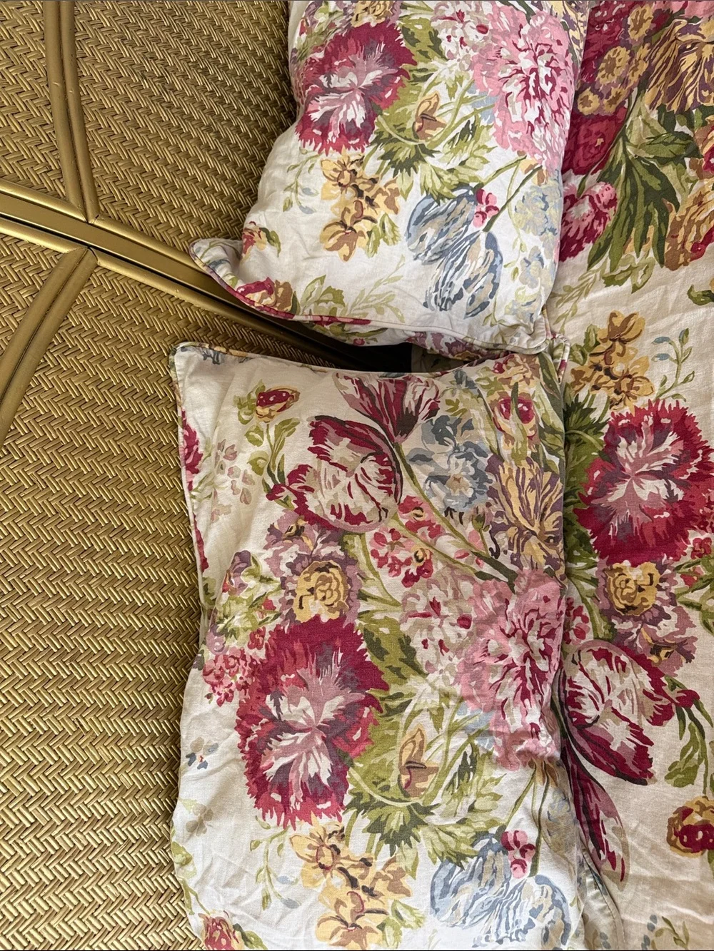 Pottery Barn King Cal King Floral Linen Duvet + 2 Shams